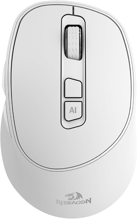 Redragon BM4195 AI Wireless Optical Computer Office Mouse 5 DPI Adjustable | Cable-Free 0 Delay, Translate & Voice Typing, Ergonomic Grip Body Comfort, Long Battery Life for Laptop/Desktop/PC