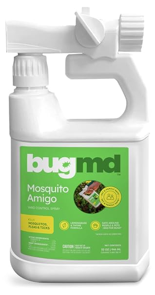BugMD Mosquito Amigo Outdoor Ant Killer & Bug Spray | Roach, Cockroach, Spider, Fly and Insect Defense, Natural Plant-Based Formula, Safe with Essential Oils