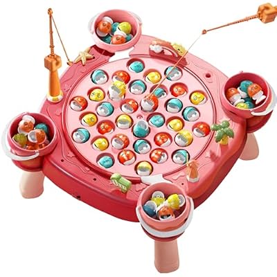 Magnetic Fishing Toys,Magnetic Fishing Game for Toddlers Kids Children 3-6 Christmas New Year Birthday Gifts 35 Fish Holes, Upgraded Version Pink