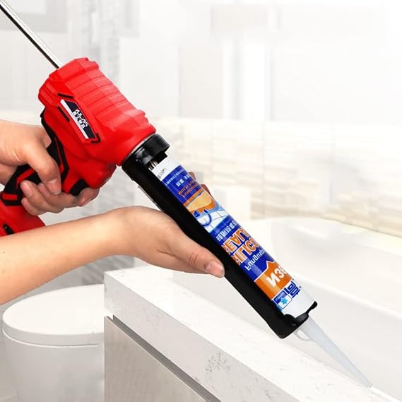 Cordless Caulking Gun Electric Mortar Grout Gun with Li-Battery,21V Adhesive Gun,Caulk & Adhesive Gun Ideal for Caulking, Filling, Sealing (Size : One Power)
