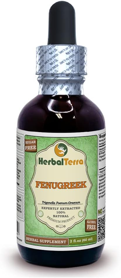 Herbal Terra LLC Fenugreek (Trigonella foenum-graecum) Glycerite, Dried Fruits Alcohol-Free Liquid Extract 2 oz