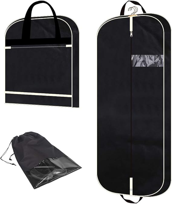 DIOMMELL 54" Garment Bag with Extra Large Pockets for Travel, Gusseted Suit Cover Mens Womens Foldable Hanging Bags for Clothes Shirts Dresses Coats