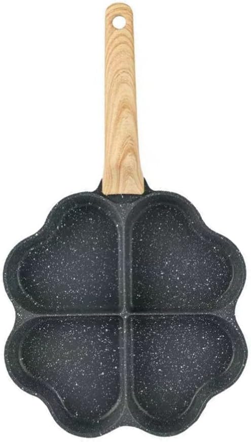 Hemoton Egg Omelette Pan Skillet for Breakfast, Heart Shape Egg Frying Pancake Pan with Handle, Suitable for Gas Stove & Induction Cookware, Easy to Clean