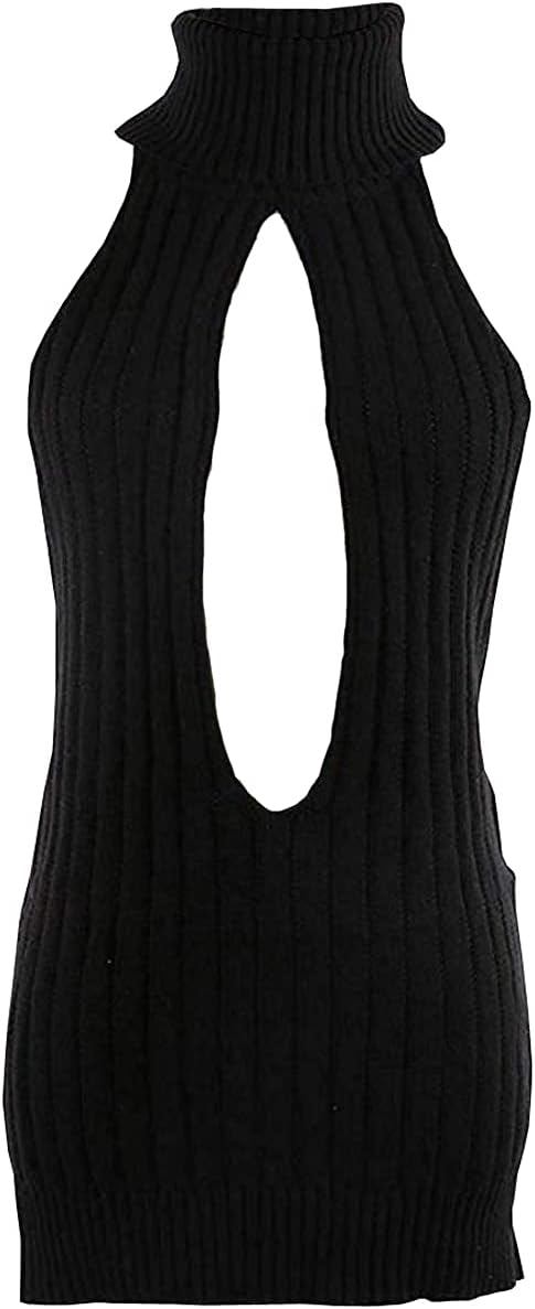 Olens Japan Style Turtleneck Sleeveless Open Back Sweater Anime Cosplay Sweater