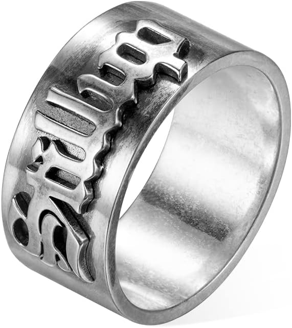 Personalized Name Ring for Women Men Sterling Silver Custom Name Rings Gothic Old English Ring with Name