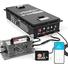 48V 135Ah Golf Cart LiFepo4 Lithium Battery with Charger and Monitor, 10 Years-Lifetime, Perfect for Golf Cart, Boat, Solar Power Storage, Off-Grid (48V 135Ah Golf Cart Battery)