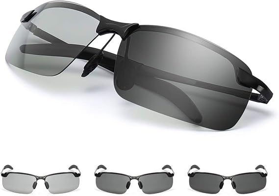 Photochromic Driving Glasses Day and Night 2 in 1 Polarized Sunglasses Anti-Glare UV Protection for Men Women