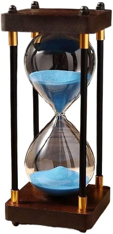 Hourglass Timer,Timer,Large 60 Minutes Hourglass, Hourglass Sand Timer Ornament, Black Wooden Frame Sand Timer Clock Vintage One Hour Glass Sandglass for Living Room Coffee TableBlue,8.5 x 19 cm