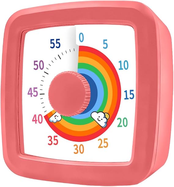 Visual Timer Kids/Adults 60 Minutes Rainbow Countdown Timer Time Management Tool Desk with Large Screen Time Management Tool for Kitchen School Office
