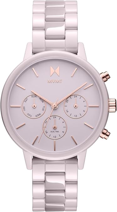 MVMT Nova - Dual Timezone Womens Wristwatch - Minimalist Dress - 3 ATM/30 Meters Water-Resistant Timepiece - Interchangeable Bands - 38mm