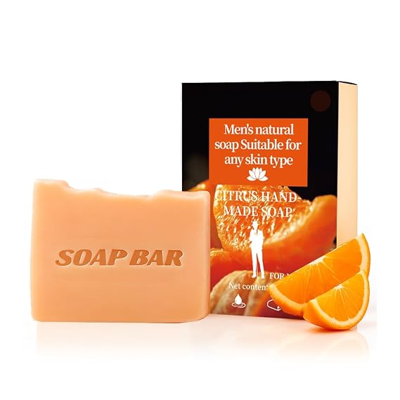 Natural Soap for Men, Soap Bar with Essential Oils, Cold Pressed Bar Soap for Men, Nourishing Mens Bar Soap (Citrus)