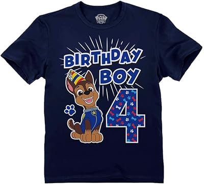 Chase 4th Birthday Shirt for Boys - Toddler Paw Patrol Party Outfit - T-Shirt Gift for 4 Year Old
