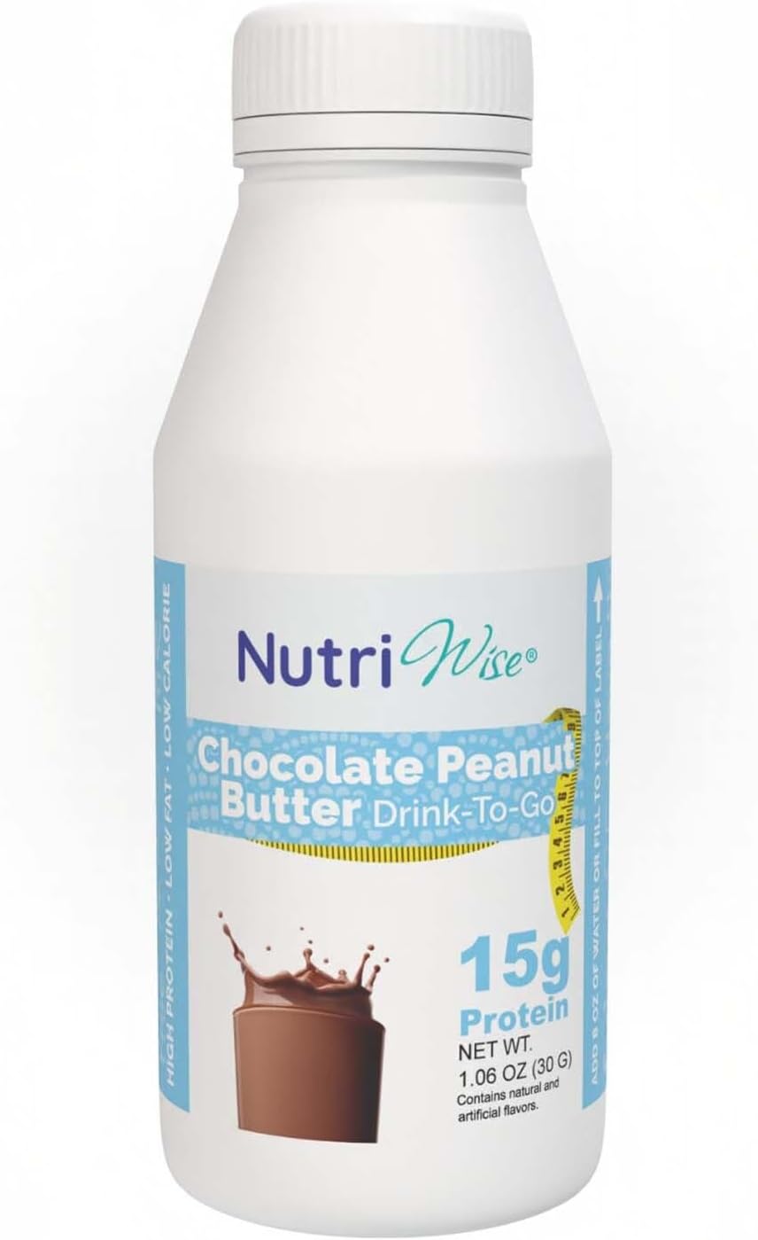 NutriWise - High Protein Diet Shake | Chocolate Peanut Butter | Low Calorie, Low Fat, Low Carb 6-Pack Bottles
