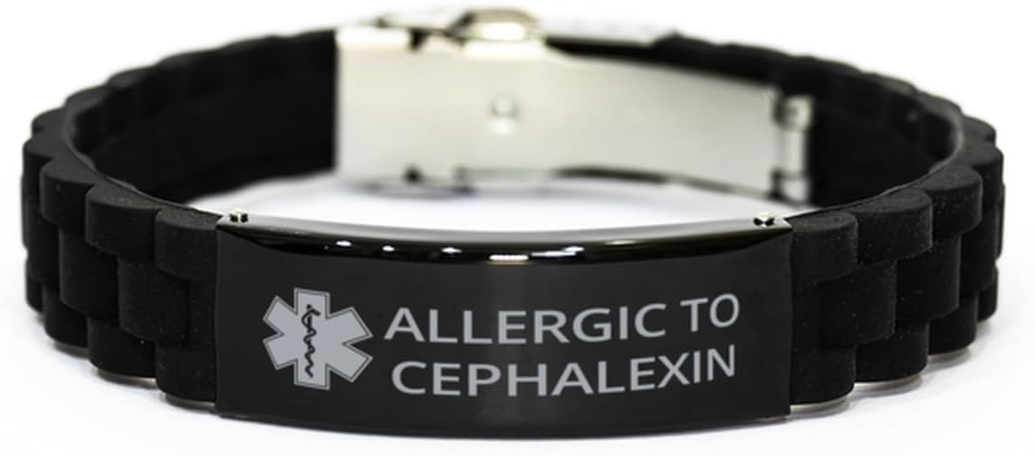Medical Alert Bracelet, Allergic to Cephalexin Awareness, SOS Emergency Health Life Alert ID Engraved Stainless Steel Adjustable Bracelet For Men Women