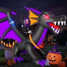 Skirfy 11FT Halloween Inflatable Dragon Decorations, Outdoor Large Scary Blow Up Dragon, Led Lights Halloween Fun Holiday Party Yard Garden Lawn Decor