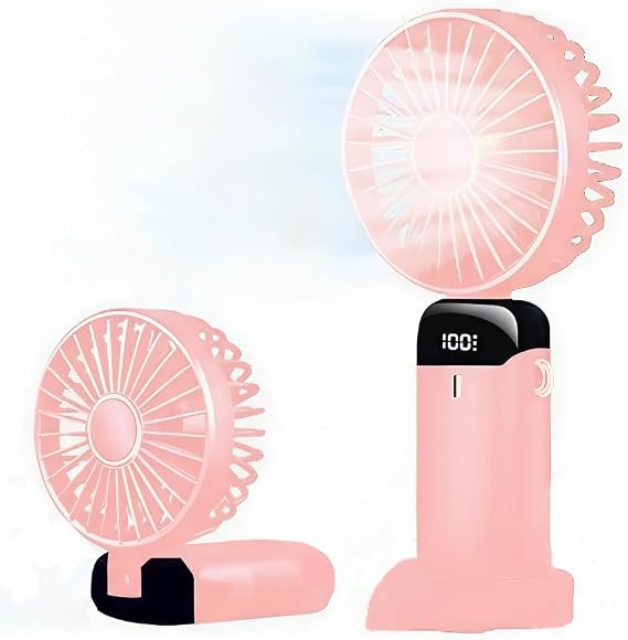 3 in 1 Portable Mini Pocket Fan Battery Operated, USB Rechargeable & Handheld Small Personal Fan with 5 Adjustable Speeds for Travel, Office & Outdoor Lightweight & Powerful Cooling for Summer