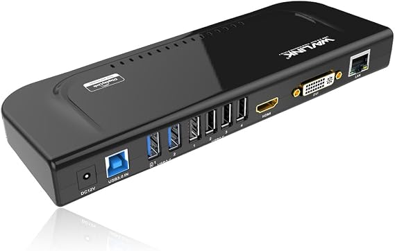 Wavlink Universal Docking Station Laptop USB 3.0 Dock with Dual Video Display Outputs HDMI/DVI/VGA up to 2048 x 1152,Gigabit Ethernet,6 USB Ports,Audio Output/Input for Laptop,Ultrabook and PCs