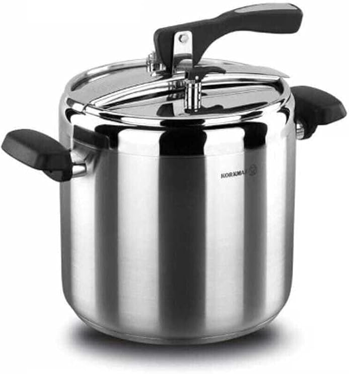 Korkmaz Turbo 9.5 Quart Stove Top Pressure Cooker Stainless Steel Cookware Induction Compatible, Manual Slow Cooker, Rice Cooker, Steamer, Saute, Yogurt Maker and Warmer