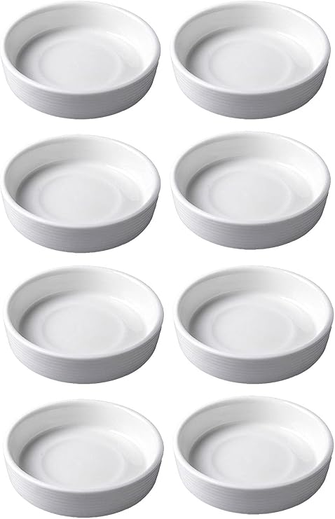 8pcs White Ceramic Seasoning Dishes Appetizer Plates,3 Inches