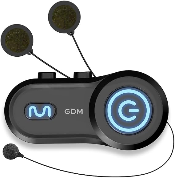 GDM HyperSonic Motorcycle Helmet Bluetooth Headset with Intercom Communication - 1 Pack