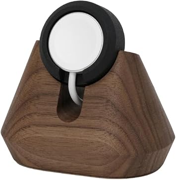 Oakywood Watch Charger Stand Charging Docking Station - Natural Wood Magnetic Handle - Compatible with MagSafe Charger & All Apple Watch Models 5.3x7.5x8.2cm/2.1x3x3.2 Walnut