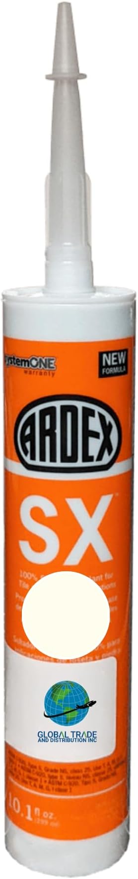 Ardex SX Silicone Caulk Sealant for Tile & Stone, High Bond Strength Adhesive, 10.1 oz, Polar White - 01