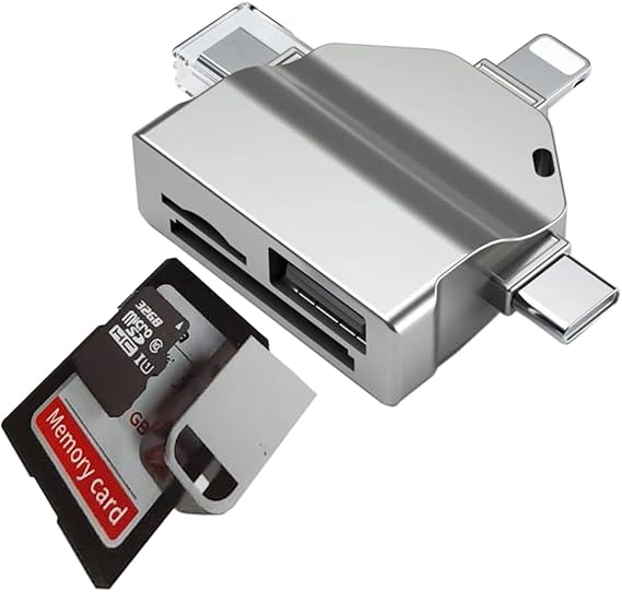 Coverzone Usb Otg Kart Okuyucu Micro USB Type-C ve Lightning Uçlu Telefon PC Bilgisayar ve Notebook Uyumlu Mikro SD Kart Okuyucu ZR591