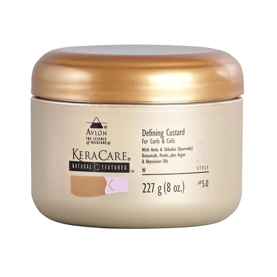 KeraCare Natural Textures Defining Custard - With Ayurvedic Botanicals - Moisturized, Well Defined Curls and Coils - Lasting Coils for Days