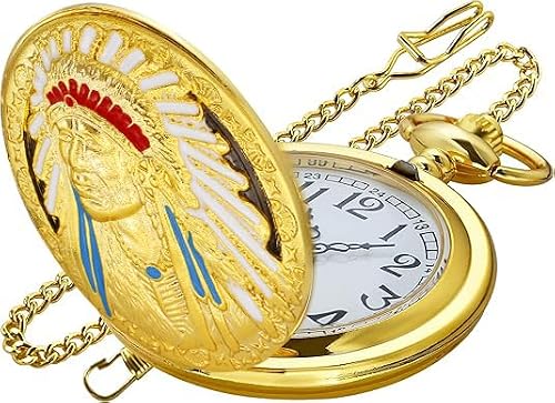 Ancient Native Indian Quartz Pocket Watch Antique Souvenir Father's Day