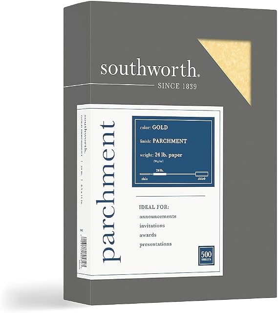 Southworth 994C Parchment Specialty Paper Gold 24 lb. 8 1/2 x 11 500/Box