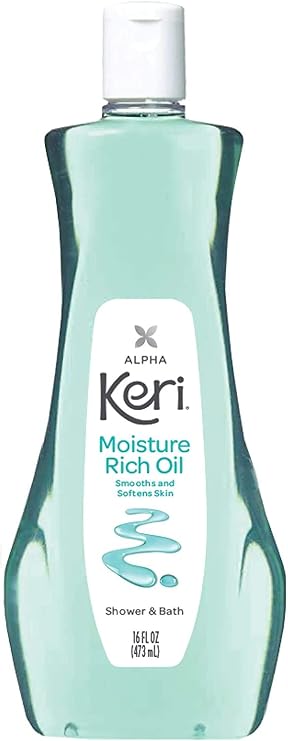Keri Moisturizing Shower and Bath Oil, 16 Fl Oz | Replenishes & Seals in Moisture, Continuous Hydration, Softens & Smoothes Skin, Emollient-Rich, Lightly Scented, Daily-Use