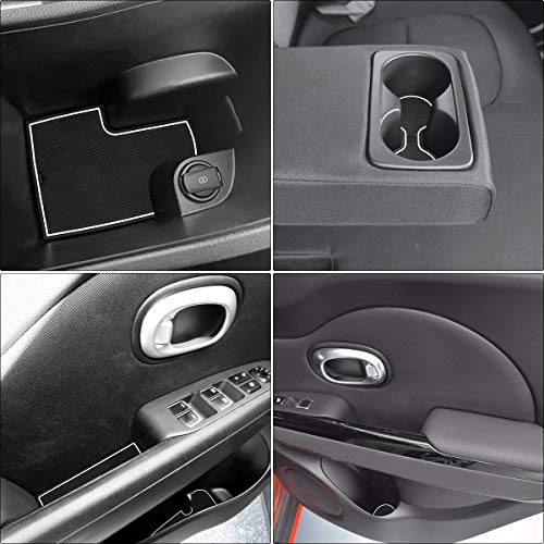 Auovo for Kia Soul Accessories 2014 2015 2016 2017 2018 2019 Interior Anti-dust Car Cup Holder Inserts,Center Console Liner Mats,Door Pocket Liner Mat Premium Custom White
