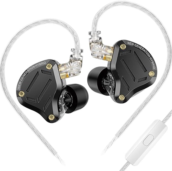 KZ ZS10 pro2 Hybrid Driver in-Ear Headphone,5 Drivers HiFi in-Ear Monitor Audiophiles Earphone,KZ IEM Tunable Musician Earbud (Black, with Microphone)