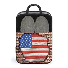 USA Shoe Bag for Travel,Fourth of July Independence Day, Shoe Organizer Bag Holds 1 Pair of Shoe Travel Accessories Suitcase Organize,Blue Red Brown