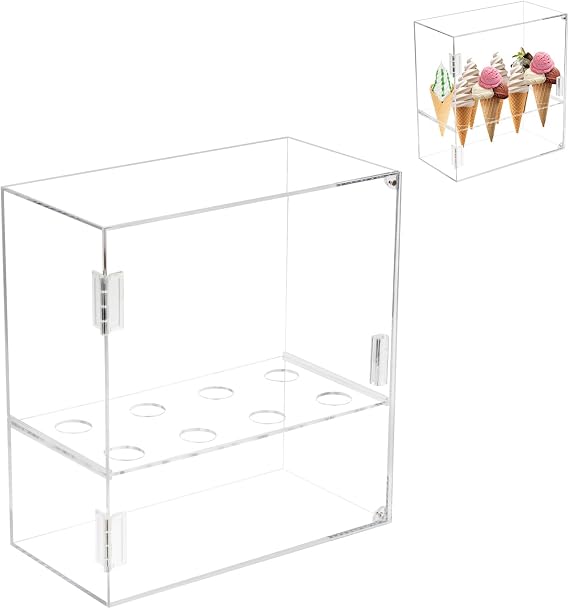8Holes Ice Cream Cone Holder Stand, Acrylic Ice Cream Cone Cabinet