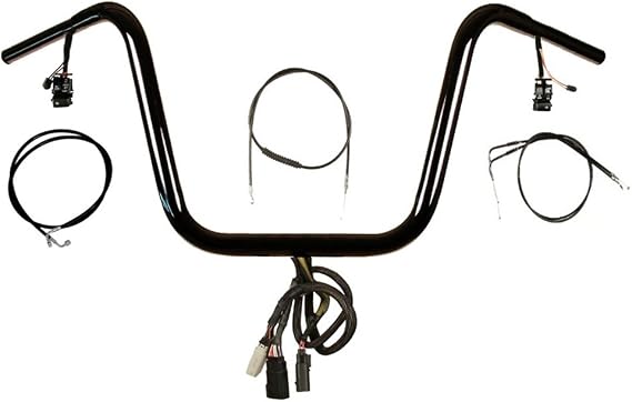 1 1/4" BBlack 14" Pre-Wired Ape Hanger Handlebar PKit for 2007-2010 Harley Fatboy models - PW-11414GBBT-PST10