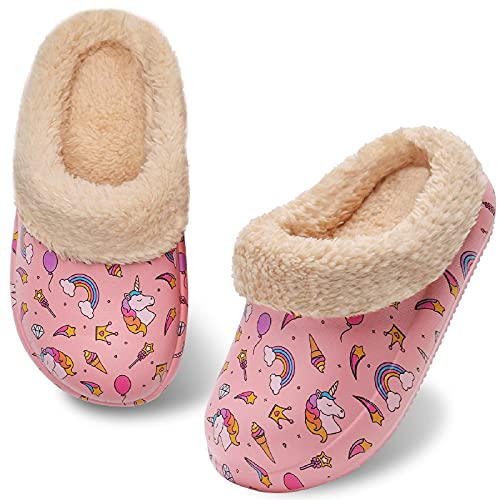 YALOX Boys-Girls-Slippers Soft Warm Kids-House-Bedroom-Shoes Plush Lined Lightweight-Non-Slip Cotton Slippers Garden-Shoes-Indoor-Outdoor
