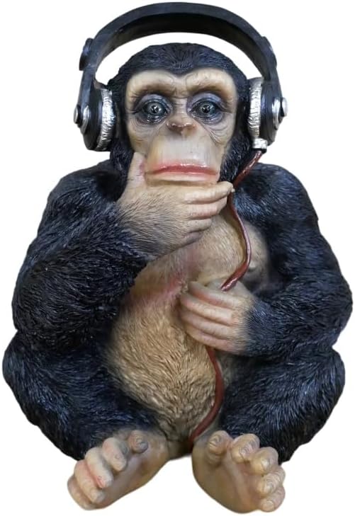 Monkey With Headphones, Resin Fun Animal Statue for Home Decor, Charming Gorilla Figurine Ornament, Perfect Stylish House Decoration