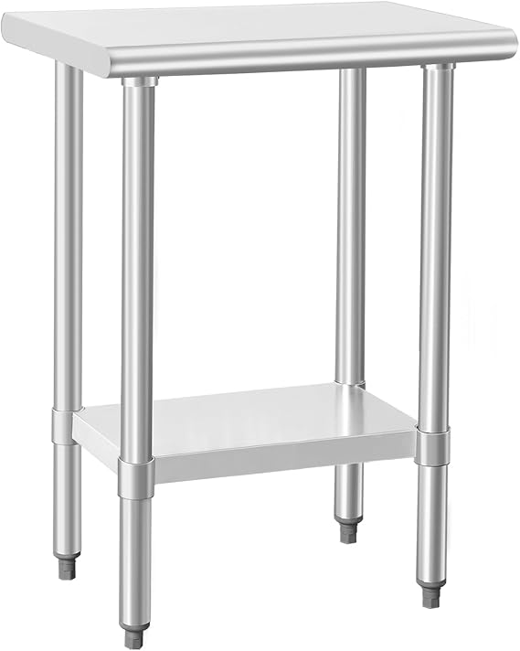 HARDURA Stainless Steel Work Table Commercial 1824 Inches | Kitchen Prep Table and Heavy Duty Commercial Workbench NSF 430 with Undershelf and Galvanized Legs