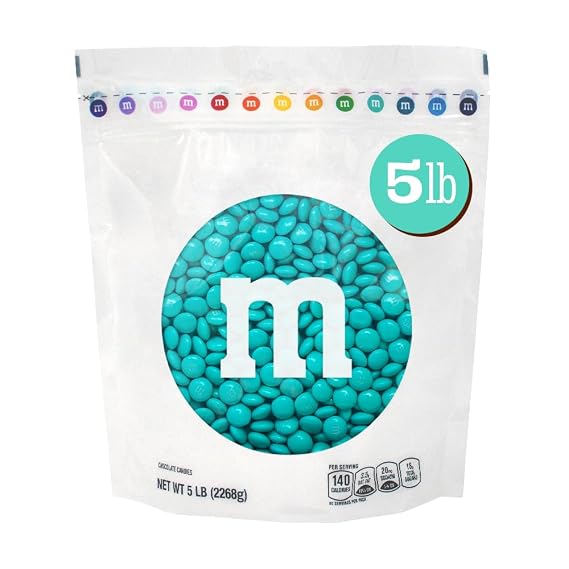 M&M'S Aqua Milk Chocolate Candy, 5 lb Bulk Resealable Bag