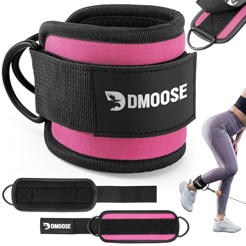 DMoose Fitness Ankle Strap for Cable Machine - One Size Fit with Premium Padding Cuffs, Ankle Bands for Working Out, Booty Workouts, Leg Extension, Hip Abductors, Kickbacks & Lower Body Exercises