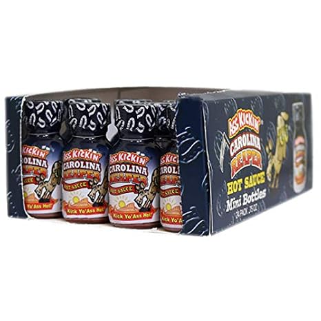 KICKIN' Carolina Reaper Hot Sauce Bottles Gourmet Gift Set Travel Size .75 oz. 24 Pack - Try if You Dare! Gift for The hot Sauce Fan
