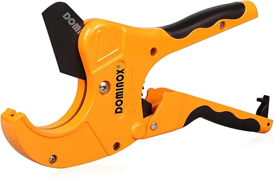 PVC Pipe Cutter, Cuts up to 2-1/2" PEX, PVC, PPR, Plastic Hoses& Plumbing Pipes,Ratchet PVC Cutter Tool with SK5 Blade and Aluminum Alloy Body