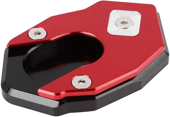 F FIERCE CYCLE Black Red Aluminium Alloy Anti-slip Motorcycle Kickstand Enlarger Pad for Kawasaki Z250 Z300 Z650 Z750 Z800 Z900 Z900RS Z1000