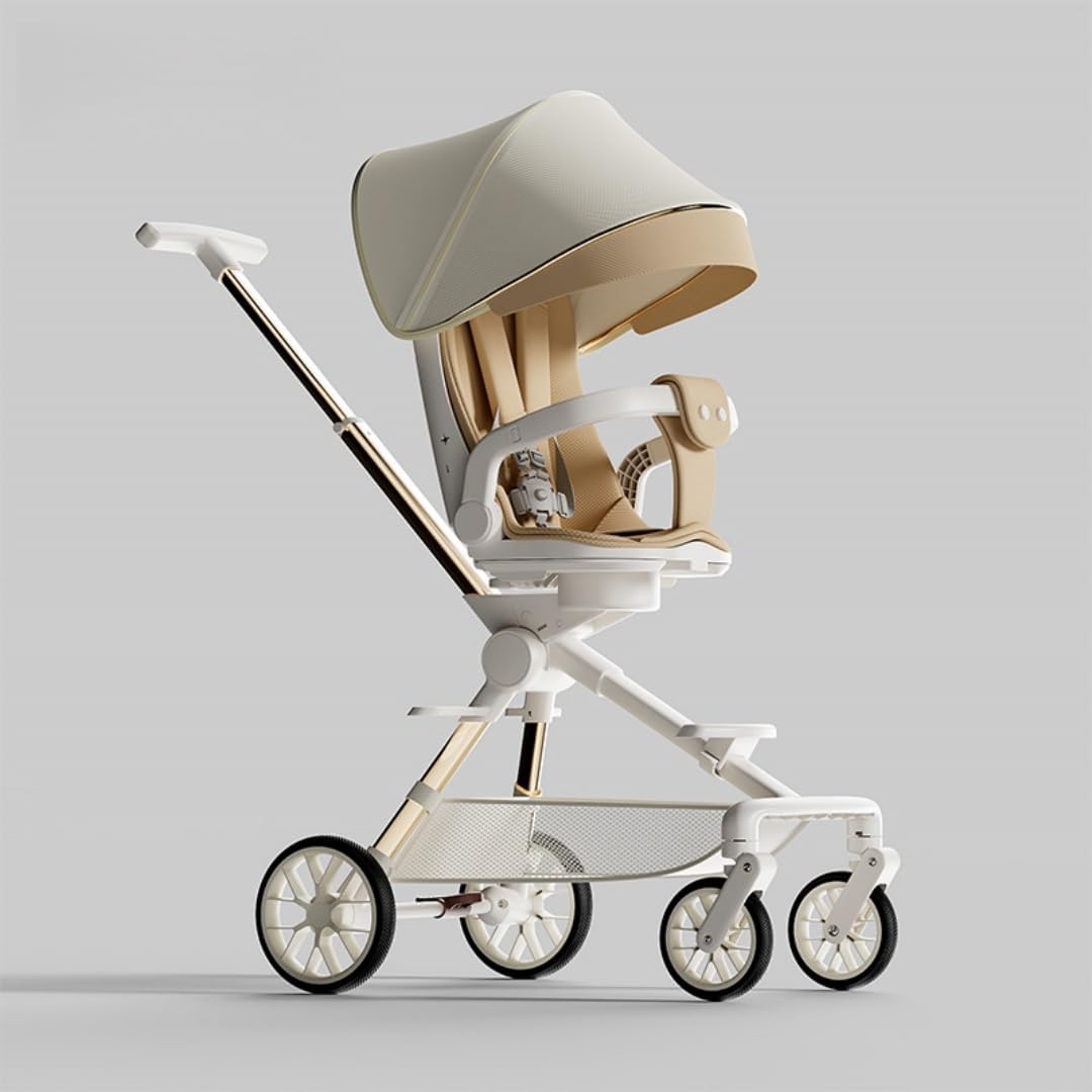 Baby Stroller, Foldable, 360° Bidirectional Rotation, 3 Adjustable Backrests for 0-5 Years Old, Newborn Gift, Baby Shower Gift, Baby Shower Gift, Baby Shower Gift Khaki