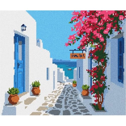 Pepita Needlepoint Canvas: Greek Island Taverna, 12 x 10