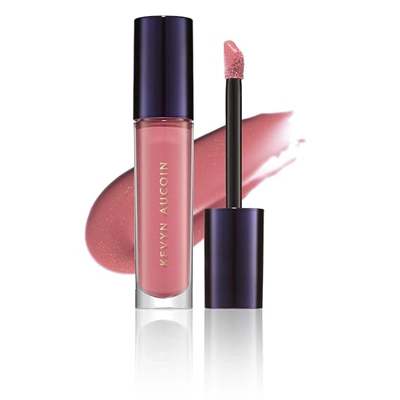 Kevyn Aucoin Celestial Lip Gloss, Savanna (iridescent dusty peach): Light reflecting shine & sheer. Precision makeup artist applicator. Hydrating and not-sticky. Multi-dimensional 3D plumping effect.