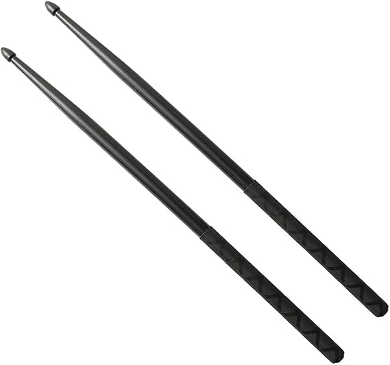 Nylon Drum Sticks for Drum Set 5A Drumsticks Plastic with ANTI-SLIP Handles | Light Durable Exercise Nylon Tip Drum Stick for Adults Musical Instrument Percussion Accessories (Black)