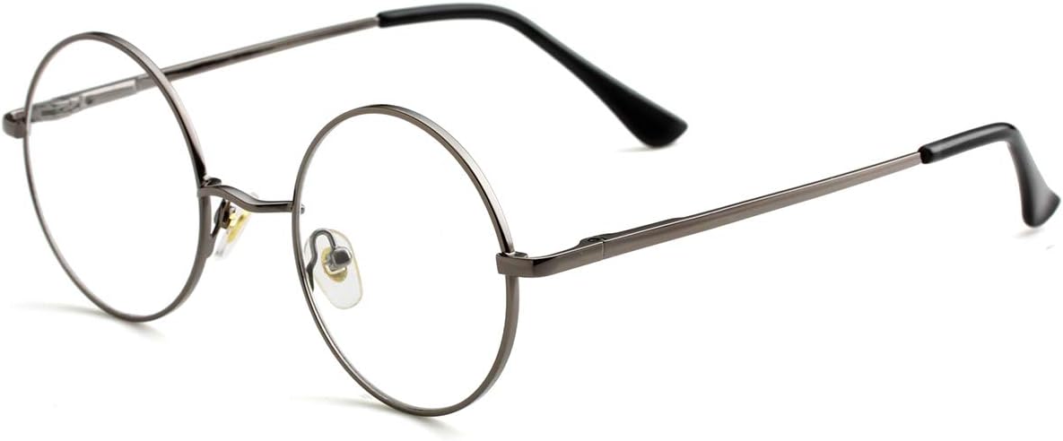 Kursan Small Round Clear Lens Glasses Non Prescription Circle Frame Eyewear | Lightweight Metal Frame Costume Fake Eyeglasses Dress Up Accessories
