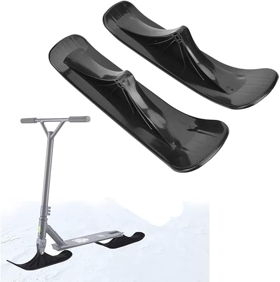 MOONASE 2pcs Snow Scooter Ski Skate Board Sled Conversion Kit Winter Cycling Ski Attachment for Kids Car Scooter Two-Wheel Sled Accessories Riding Tyre Replacement Parts, Black